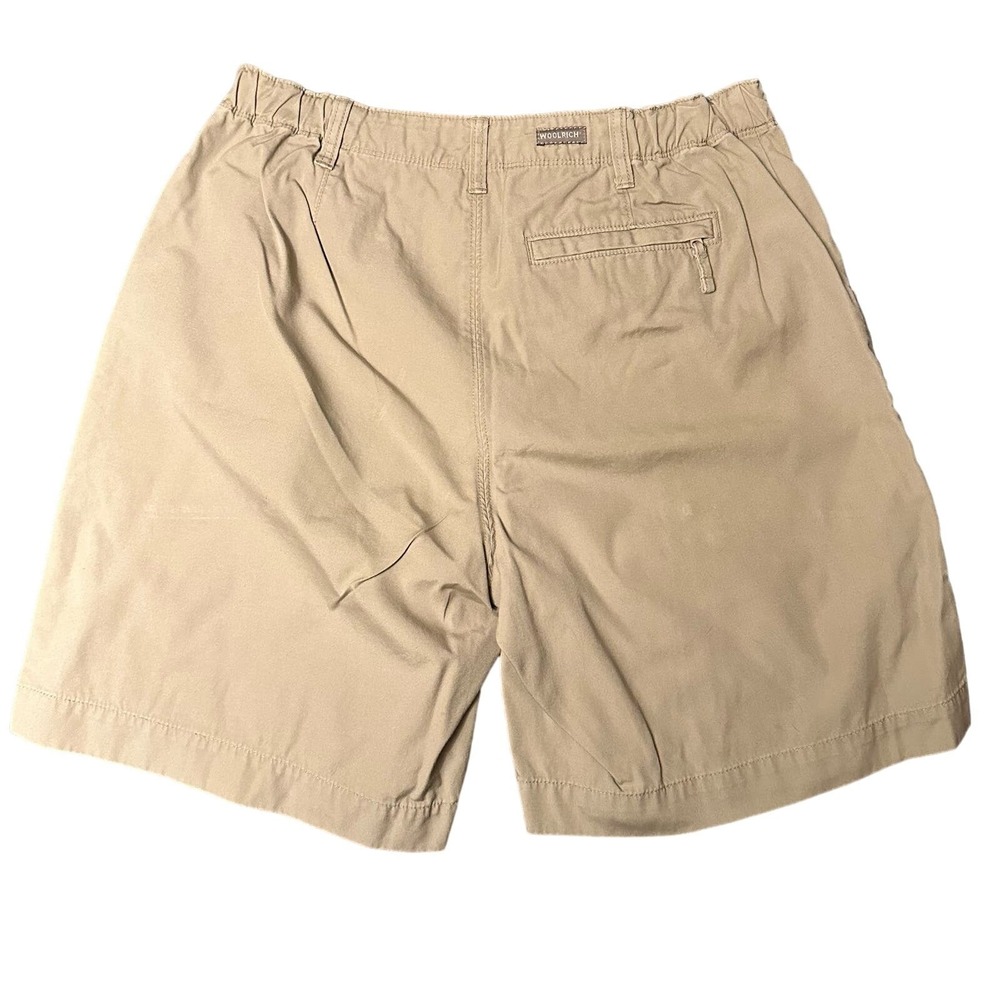 Woolrich Womens Khaki 100% Cotton Utility Shorts Tan Size 10 Elastic Waist 3507‎ - Picture 2 of 4